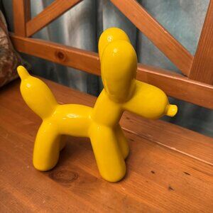 Balloon Dog Yellow Ceramic Figurine 7.5" Hx7" L Decorative Decor Statue Pop Art